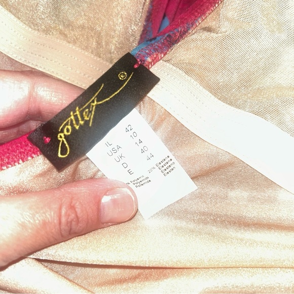 Hot pink paisleys and blue cheetah print one piece Gottex Swimsuit size 10 - Picture 11 of 12